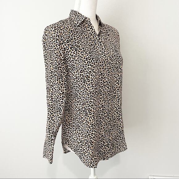 J Crew leopard silk button down top size small - Picture 3 of 8